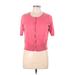 Ann Taylor LOFT Cardigan Sweater: Pink Color Block Sweaters & Sweatshirts - Women's Size Large