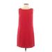 Ann Taylor LOFT Casual Dress - Shift Scoop Neck Sleeveless: Red Print Dresses - Women's Size 8