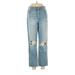 BDG Jeans - High Rise Straight Leg Boyfriend: Blue Bottoms - Women's Size 28 - Medium Wash