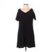 MSK Casual Dress - Shift Cold Shoulder Short sleeves: Black Solid Dresses - Women's Size Large Petite