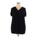 INC International Concepts Casual Dress - Shift V Neck Short sleeves: Black Print Dresses - Women's Size 2X
