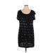 BCBGMAXAZRIA Casual Dress - Shift Scoop Neck Short sleeves: Black Dresses - Women's Size X-Large