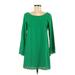 Lovely Day Casual Dress - Shift Boatneck Long sleeves: Green Print Dresses - Women's Size Medium