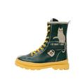 Stiefelette DOGO "Gisele Schnürstiefel Boots Red Fox Damen Stiefeletten", Damen, Gr. 39, Normalschaft, gelb (grün, gelb), Lederimitat, Schuhe, Handgefertigt