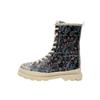 Stiefelette DOGO "Gisele Schnürstiefel Boots Red Fox Damen Stiefeletten", Damen, Gr. 41, Normalschaft, blau (blau, grau), Lederimitat, Schuhe, Handgefertigt
