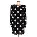 H&M Casual Dress - Shift Crew Neck Long sleeves: Black Polka Dots Dresses - Women's Size Medium