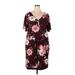 Lularoe Casual Dress - Shift Scoop Neck Short sleeves: Burgundy Floral Dresses - Women's Size 2X