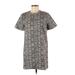 Zara Casual Dress - Shift Crew Neck Short sleeves: Gray Dresses - Women's Size Medium