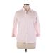 IZOD Long Sleeve Button Down Shirt: Pink Tops - Women's Size X-Large