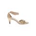 Kelly & Katie Heels: Gold Print Shoes - Women's Size 10 - Open Toe