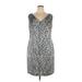 BOSS by HUGO BOSS Casual Dress - Sheath V-Neck Sleeveless: Silver Animal Print Dresses - Women's Size 14 - Print Wash