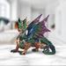 Trinx Jemiah 9.5"W Green Dragon w/ Purple/Blue Wings Figurine Unique Gifts Resin | 4.25 H x 9.5 W x 4 D in | Wayfair