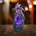 Trinx Jazyia 6.75"H Purple Dragon w/ LED Blue/Purple Faux Crystal Stone Figurine Unique Gifts Resin | 6.75 H x 4 W x 3 D in | Wayfair