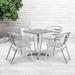 Latitude Run® Amadea 23.5" Square Aluminum Indoor-Outdoor Table Set w/ 4 Slat Back Chairs Metal in Black | 27.5" H x 27.5" W x 27.5" D | Wayfair