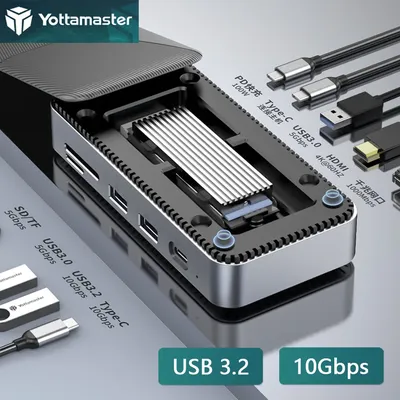 Yottam84- Station d'accueil USB 3.2 M2 SATA NVMe NGFF boîtier externe SSD boîtier de lecteur de