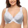 Soutien-gorge Sexy en dentelle pour femmes grande taille gris Ultra-mince minimiseur à