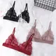 Bralette coupe triangle en dentelle pour femme mince transparent réglable V profond avec haut