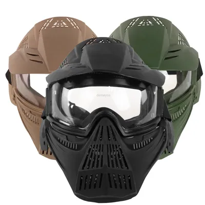 Masque facial militaire DulFull Airsoft Paintball masque de protection lentille PC chasse en