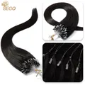 SEGO-Extensions de cheveux micro anneau pour femme micro perles cheveux humains pré-collés pointe