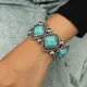 Bracelets d'été à breloques en pierre Turquoise naturelle pour femmes et filles large