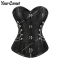Corset Overbust Noir pour Femme Corset Steampunk Bustier Sexy Taille Plus Y-for Party Night