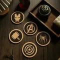 Dessous de verre rond en liège gravé Marvel Smile Hero Cool Iron Man tasse à café porte-boissons