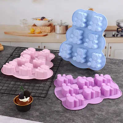 Moule à gâteau 3D en silicone en forme d'ours adorable pour strass animaux pour bonbons au
