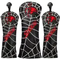 Black Spider PU Leather Headcover for Driver Golf Club Cover Fairway Wood Cover