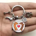 Porte-clés «I Love» teckel mignon Animal de dessin animé chien verre convexe cadeau pour femme