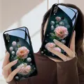 Coque en verre trempé Rose pour Samsung Galaxy pour modèles S22 Ultra S10 Plus S20 S21 FE Note