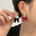 Boucles d'oreilles en perles floquées pour femmes et filles nœuds papillon doux accessoires