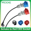 PEOKE-Adaptateur chargeur EV Schuko vers prise CEE rouge 5 broches 1 phase 16A à 3 phases 32A