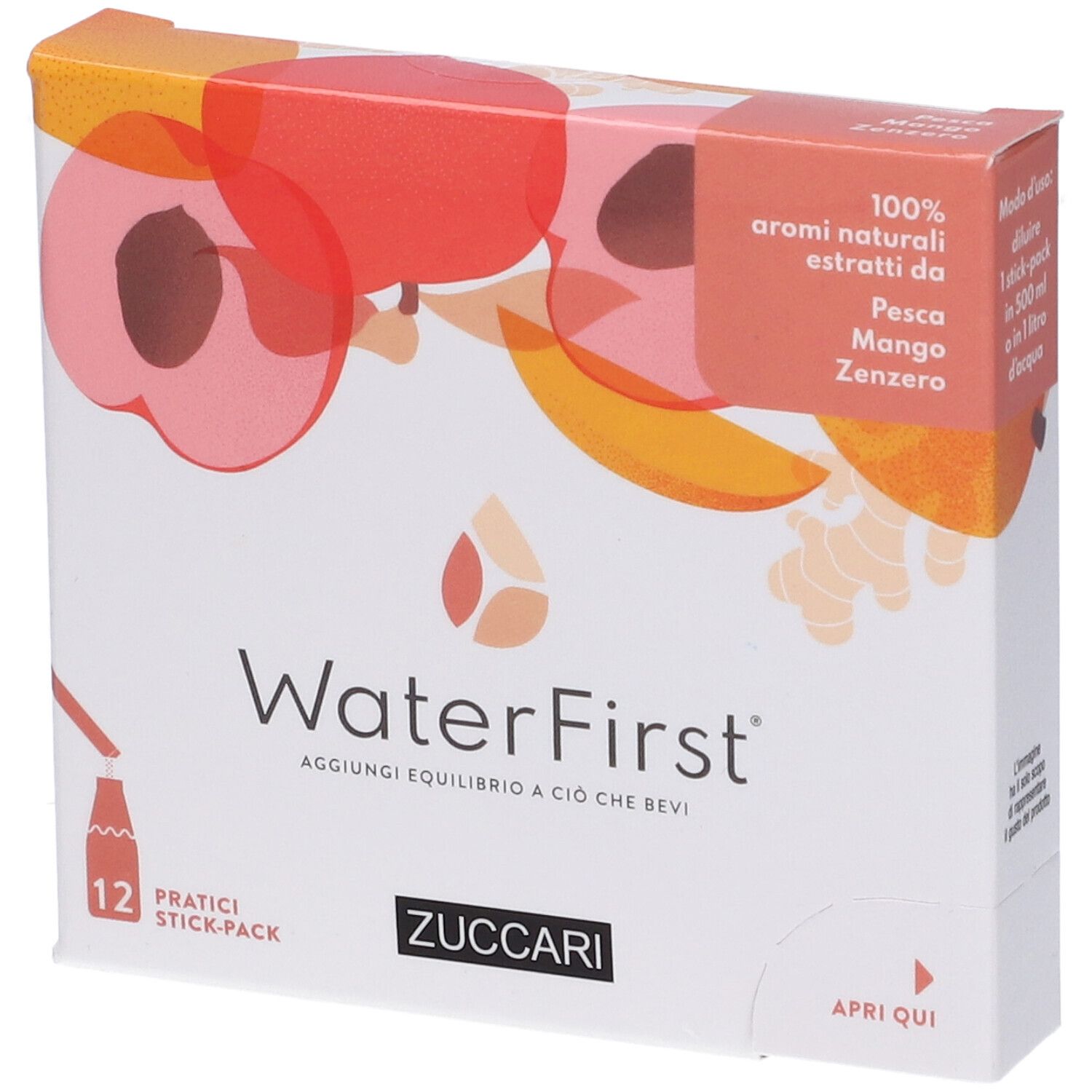 WaterFirst Pesca, Mango, Zenzero 18 g Polvere per soluzione orale