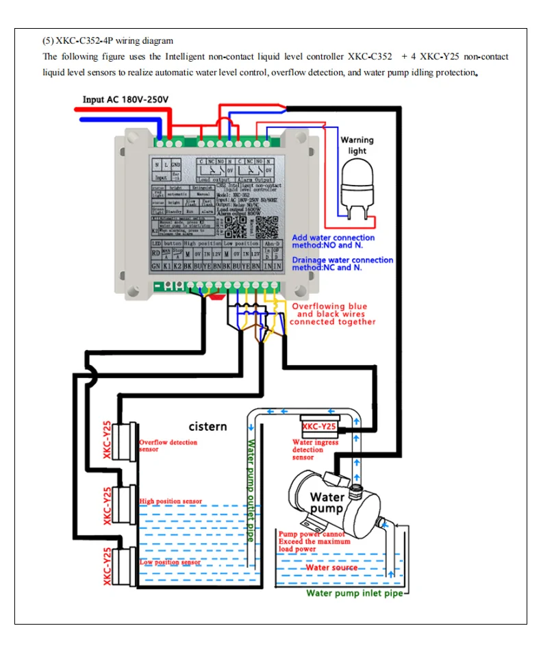 XKC-C352 regolatore di livello senza contatto sensore di livello dell'acqua sensore di livello sensore automatico del serbatoio dell'acqua di rifornimento dell'acqua