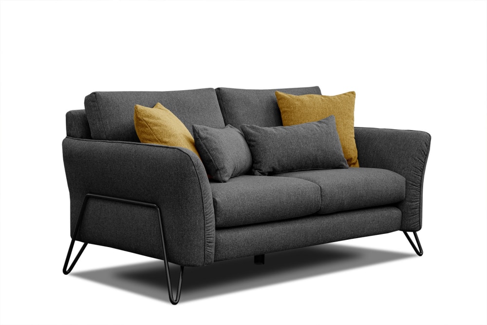 Canapé droit 2 places tissu noir