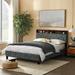 Queen Size Upholstered Bed Frame w/ Headboard Shelf Storage Bed & USB Ports Platform Bed, No Box Spring Needed, Grey
