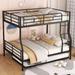 Modern Metal Bunk Bed Frame Full XL Over Queen Bunk Bed Frame with Trundle Bed Frame for Girls, Boys, Split Into 2 Beds, Black