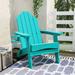 LUE BONA Folding Plastic Outdoor Patio Adirondack Chairs With Cup Holder - 35"D x 30"W x 36.2"H