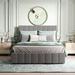 Gray Full Size Linen Upholstered Bed w/ Hydraulic Storage System