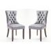 Velvet Upholstered Dining Chairs with Button Tufted Back and Nailhead Trim (Set of 2) on Solid Wood Legs