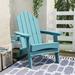 LUE BONA Folding Plastic Outdoor Patio Adirondack Chairs With Cup Holder - 35"D x 30"W x 36.2"H