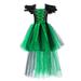 Tosmy Toddler Kids Baby Girl Clothes Magnificent Witch Rainbow Black Gown Fancy Dress Up Party Tulle Dresses Kids Party Dress