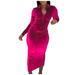 REORIAFEE Women s Dress 2023 Elegant Fall Slim Fit Sexy Dresses Sexy Color Block Button Off Shoulder Jumpsuit Wide Leg Pants Rompers Pink M