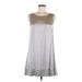 Kensie Casual Dress - A-Line Scoop Neck Sleeveless: Silver Print Dresses - Women's Size 8