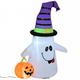 HOMCOM Halloween 1.2m LED Outdoor Inflatable Decoration - Ghost w/ Pumpkin Lantern?| AOSOM UK