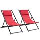 Outsunny Set of 2 Folding Garden Beach Aluminium Frame Deck Chairs Deckchairs Seaside Folding Garden Patio Lounger, Red