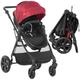 HOMCOM 2 in 1 Pushchairs and Strollers w/ Reversible Seat, Single Hand Foldable Lightweight Baby Stroller w/ Fully Reclining Backrest 5-Point Harness