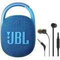 JBL Clip 4 Eco Ultra-Portable Waterproof Bluetooth Speaker (Ocean Blue) + JBL T110 in Ear Headphones