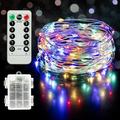 Asisol Fairy Lights 33ft 100 LED Battery Operated Waterproof String Lights with Remote Timer & 8 Lighting Modes for Indoor Outdoor Wedding Party Decorations Multicolor