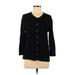 Croft & Barrow Cardigan Sweater: Black Color Block Sweaters & Sweatshirts - Women's Size Medium